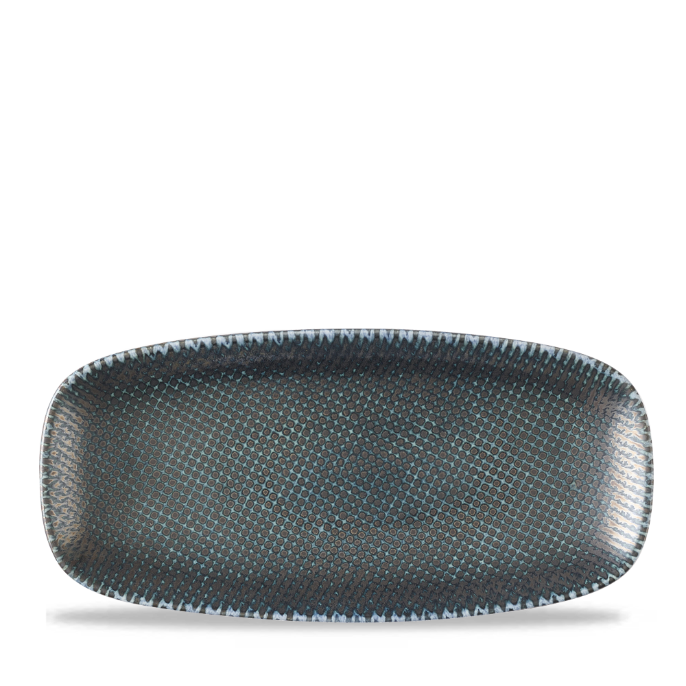 Astro Metallic Blue Chefs Oblong Plate 10.6"X5" Box 12