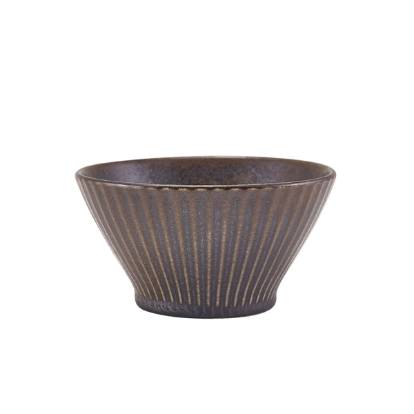 Terra Porcelain Black Fluted Conical Bowl 11.5cm Per Case of 6