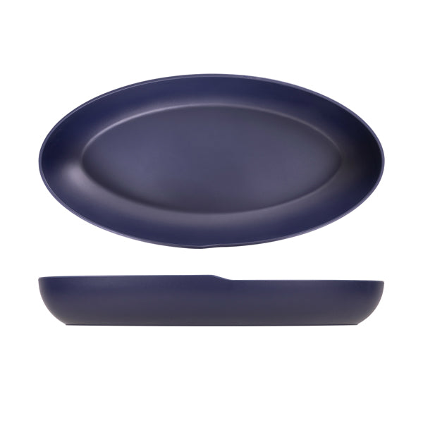 Denim Blue Copenhagen Oval Melamine Deep Dish 55 x 27.5 x 7.5cm Per Case of 1