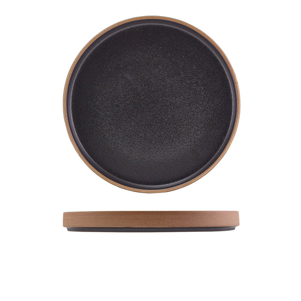GenWare Kava Black Stoneware Raw Wall Presentation Plate 25cm Per Case of 6