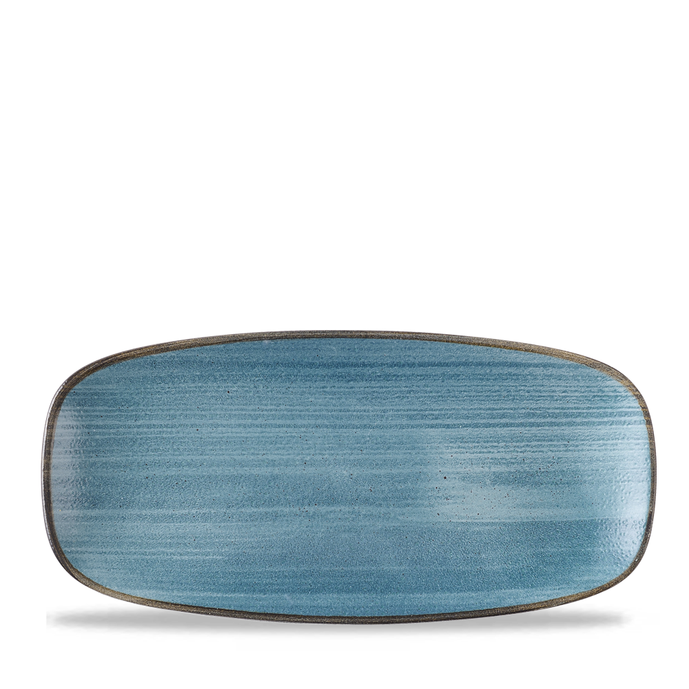 Stonecast Raw Teal Chefs Oblong Plate 10.6"X5" Box 12