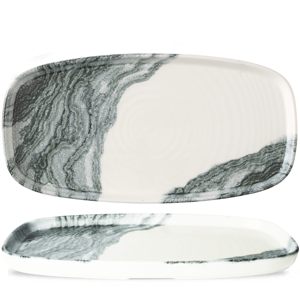 Tide Black Oblong Chefs Plates 12 5/8X7 1/4" Box 6