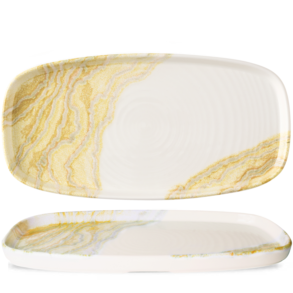 Tide Gold Oblong Chefs Plates 12 5/8X7 1/4" Box 6