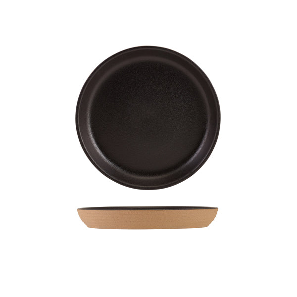 GenWare Kava Black Stoneware Ribbed Plate 18cm