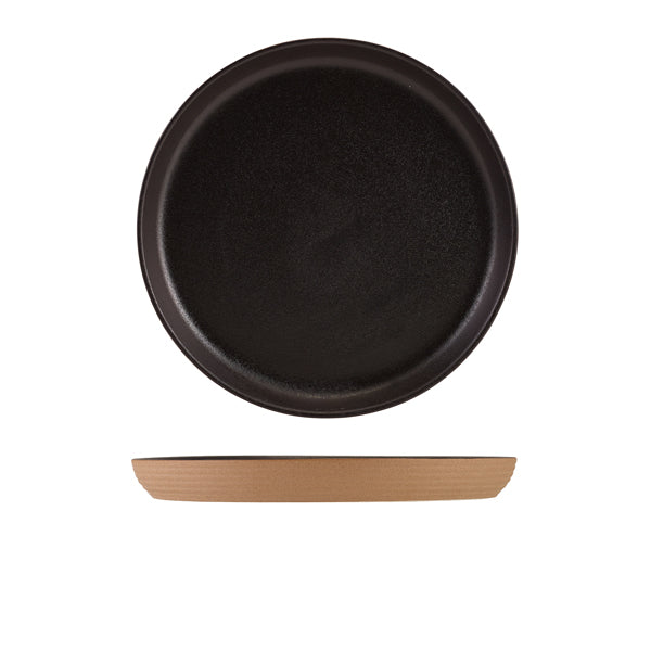 GenWare Kava Black Stoneware Ribbed Plate 25cm