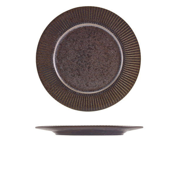 Terra Porcelain Black Fluted Winged Plate 26cm Per Case of 6