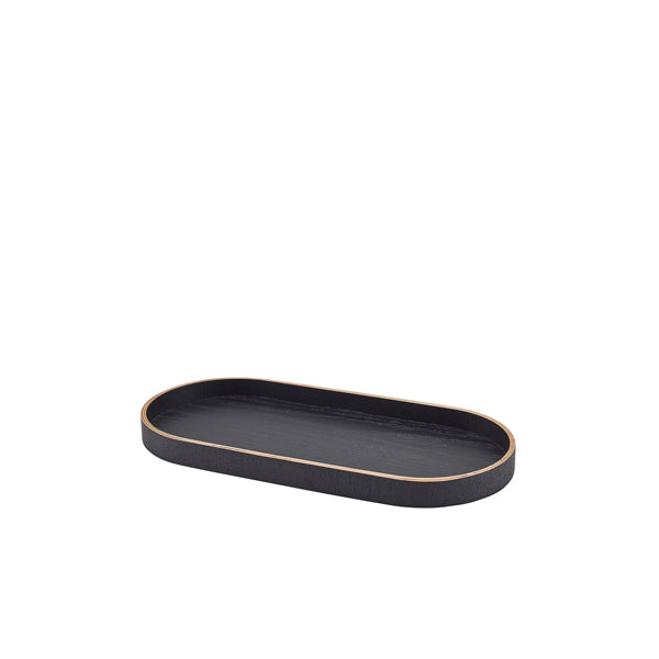 GenWare Oval Black Wood Veneer Tray 35 x 16.5cm Per Case of 1