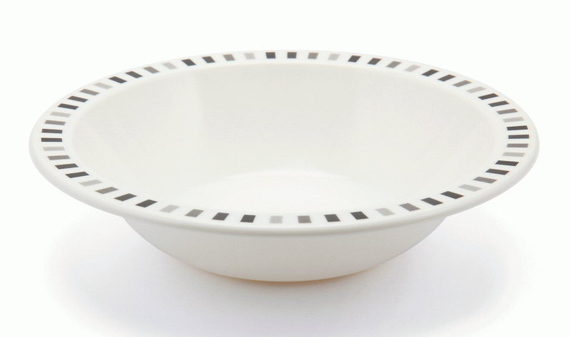 17.3cm Grey & Black Stripes Patterned Duo Bowl – Polycarbonate