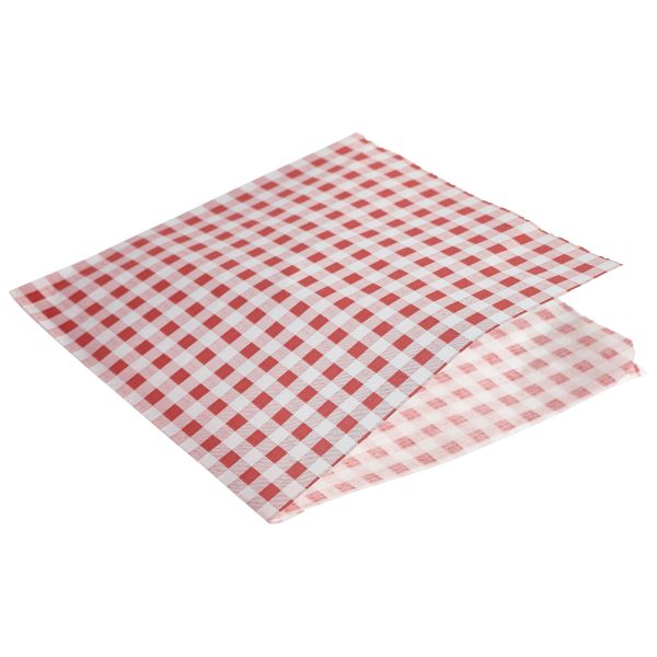 Greaseproof Paper Bags Red Gingham Print 17.5 x 17.5cm pack of 1