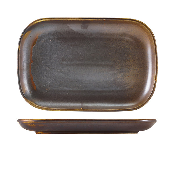 Terra Porcelain Rustic Copper Rectangular Plate 29 x 19.5cm (Box of 6)