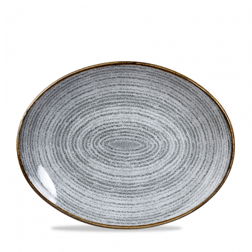 Studio Prints Stone Grey Orbit Oval Coupe Plate 12.5" Box 12