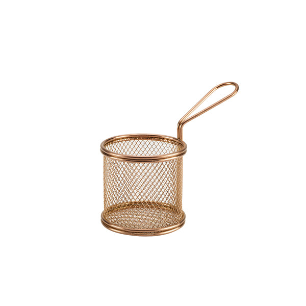Copper Serving Fry Basket Round 9.3 x 9cm pack of 6