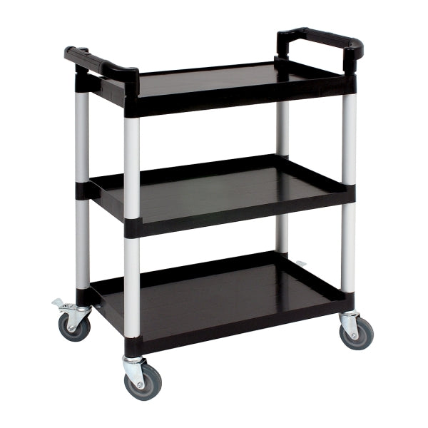 Genware Small 3 Tier PP Trolley Black Shelves pack of 1