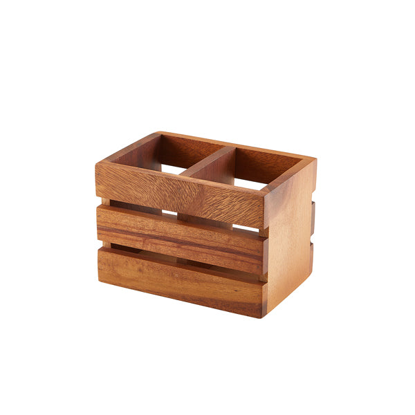 GenWare Acacia Wood 2 Compartment Cutlery Holder Box of 1