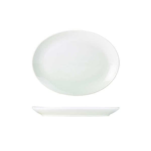 Genware Porcelain Oval Plate 25.4cm/ 10" pack of 6