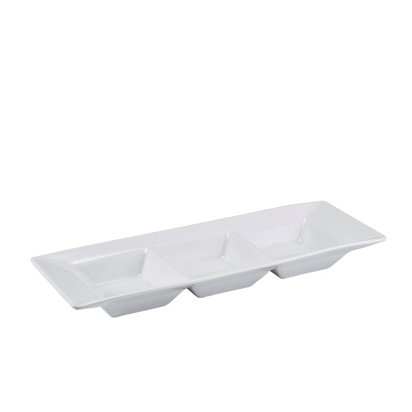 GenWare Porcelain Triple Dish 25.4 x 9cm/ 10 x 3.5" pack of 6