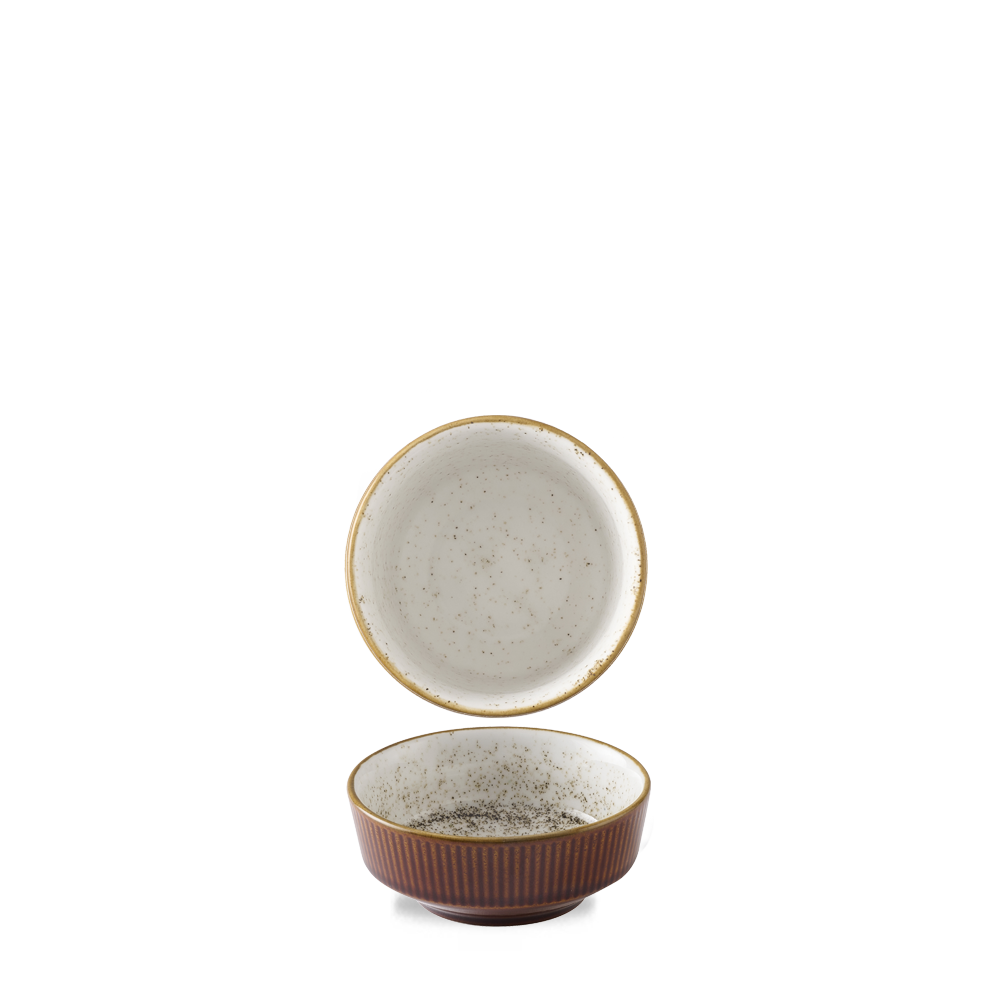 Cinnamon Brown Barley White  Kochi Shallow Bowl 9Oz Box 12