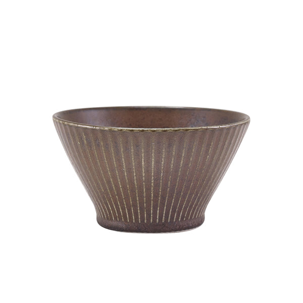 Terra Porcelain Black Fluted Conical Bowl 13cm Per Case of 6