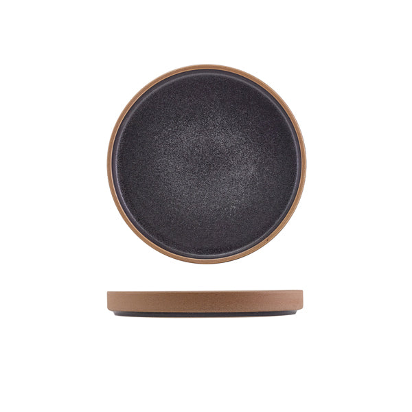 GenWare Kava Black Stoneware Raw Wall Presentation Plate 18cm Per Case of 6