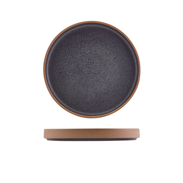 GenWare Kava Black Stoneware Raw Wall Presentation Plate 20cm Per Case of 6