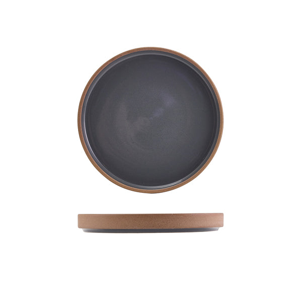 GenWare Kava Dark Grey Stoneware Raw Wall Presentation Plate 18cm Per Case of 6