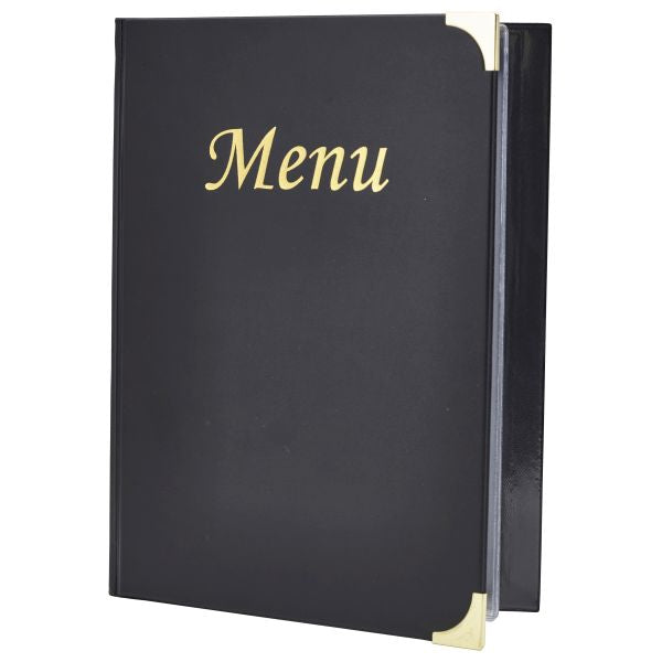 A4 Menu Holder Black 8 Pages pack of 1