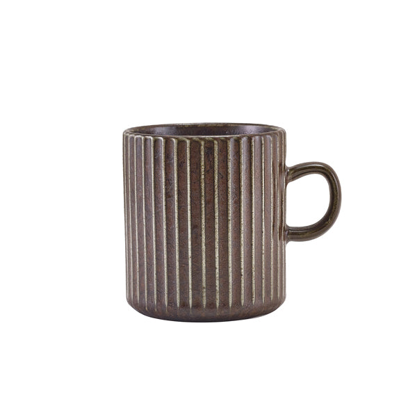 Terra Porcelain Black Fluted Mug 32cl/11.25oz Per Case of 6