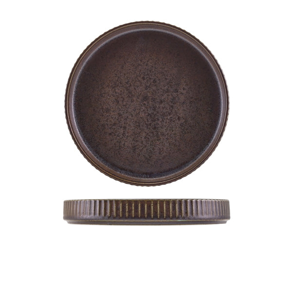 Terra Porcelain Black Fluted Presentation Plate 20.5cm Per Case of 6