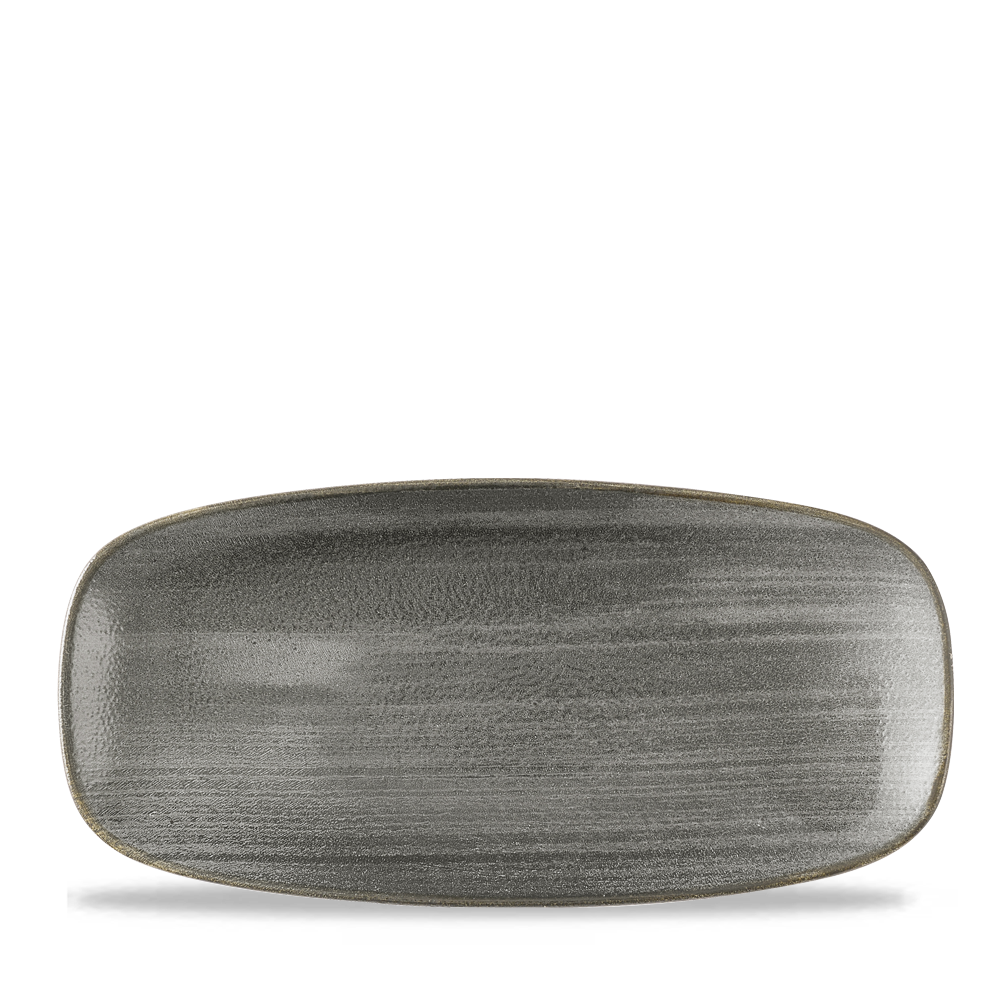 Stonecast Raw Black  Chefs Oblong Plate 10.6"X5" Box 12
