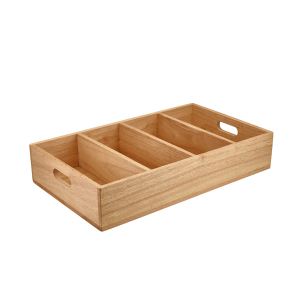 GenWare Hevea Wood 4 Compartment Cutlery Tray