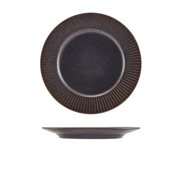 Terra Porcelain Black Fluted Winged Plate 21cm Per Case of 6