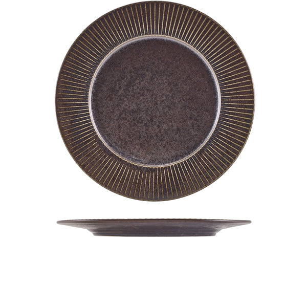 Terra Porcelain Black Fluted Winged Plate 29cm Per Case of 6