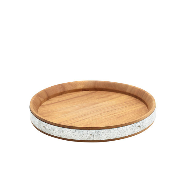 Acacia Wood Zinc Banded Serving Board 24cm pack of 1
