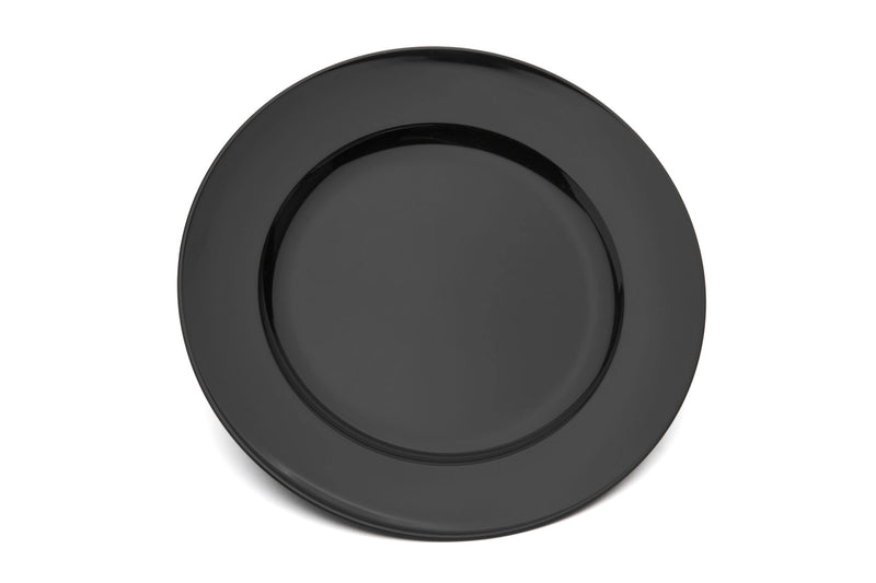 Large Black Wide Rimmed Dinner Plate