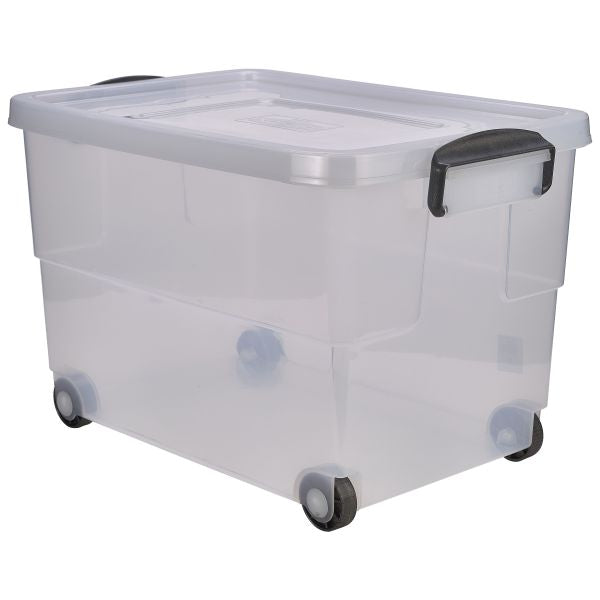 Storage Box 60L W/ Clip Handles On Wheels (Box of 4)