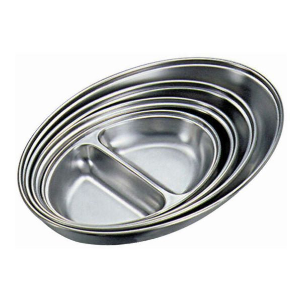Stephens Stainless Steel Two Division Oval Vegetable Dish 20cm/8"