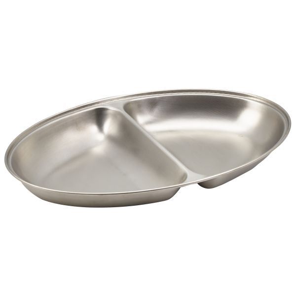 Stephens Stainless Steel Two Division Oval Vegetable Dish 35cm/14"