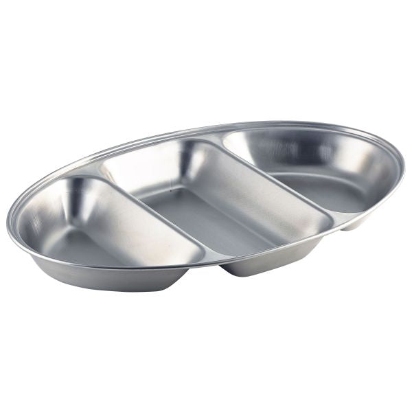 Stephens Stainless Steel Three Division Oval Vegetable Dish 35cm/14"