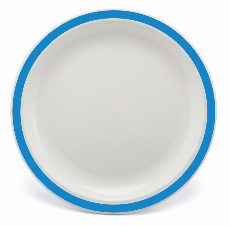 Large Duo Plate – 23cm – Solid Med Blue Colour Rim