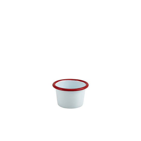 Enamel Ramekin White with Red Rim 7cm Dia 90ml/3.2oz (Box of 12)