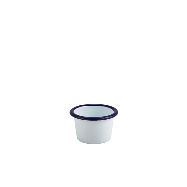 Enamel Ramekin White with Blue Rim 7cm Dia 90ml/3.2oz (Box of 12)