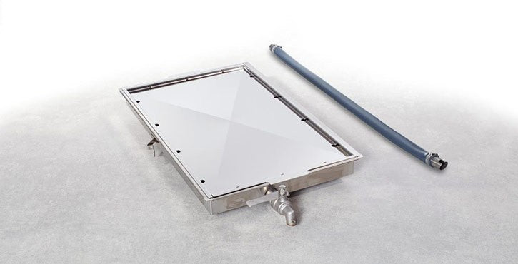 Grease drip container, 2/1 GN (650 x 530 mm), 40 mm deep, with outlet