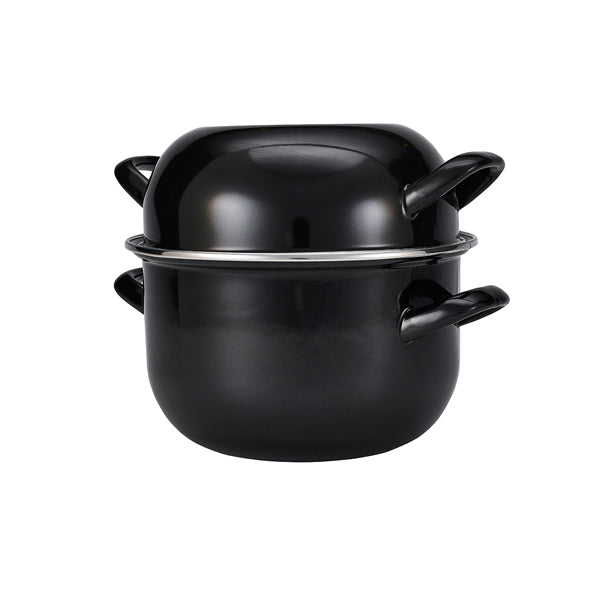 Black Enamel Mussel Pot 20cm (Dia)