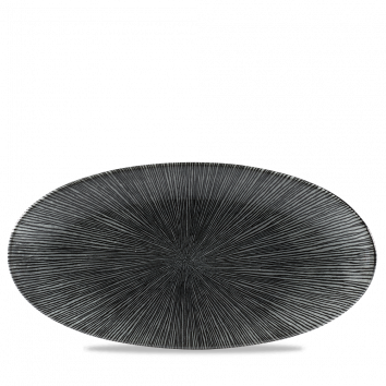 Studio Prints Agano Black Oval Chefs Plate 13 3/4X6 3/4" Box 6