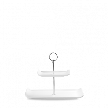 Alchemy Balance White Rect 2 Tier Plate Tower 11.75"X5.75" Box 2