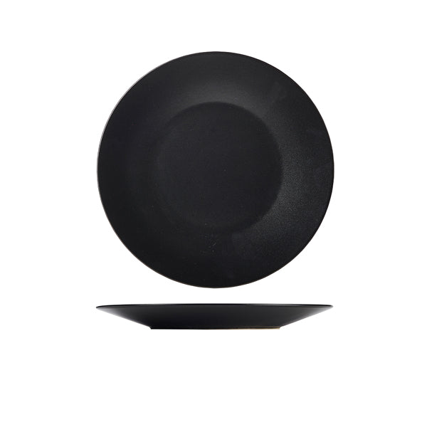 Luna Stoneware Black Wide Rim Plate 25cm/9.75" (Box of 6)