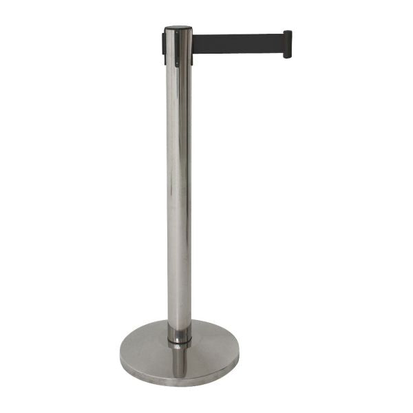 Genware Barrier Post - Retractable Black Belt pack of 2