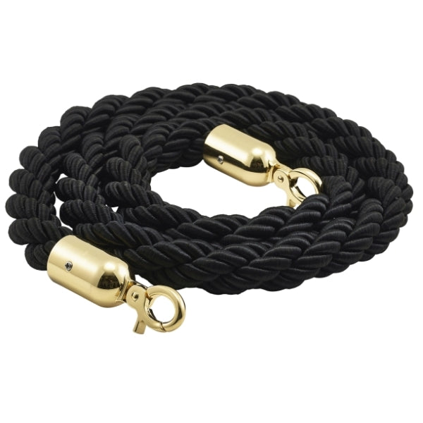 Barrier Rope Black- Brass Plated Ends