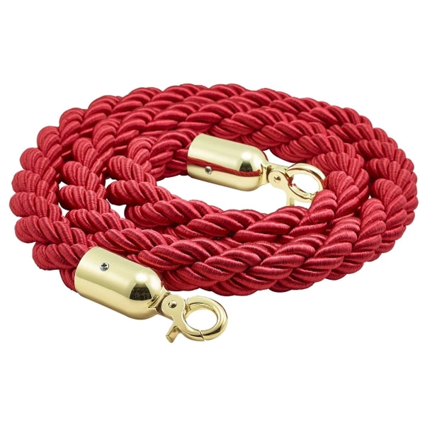 Barrier Rope Red- Brass Plated Ends