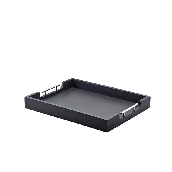 Stephens Solid Black Butlers Tray with Metal Handles 50 x 39.5cm